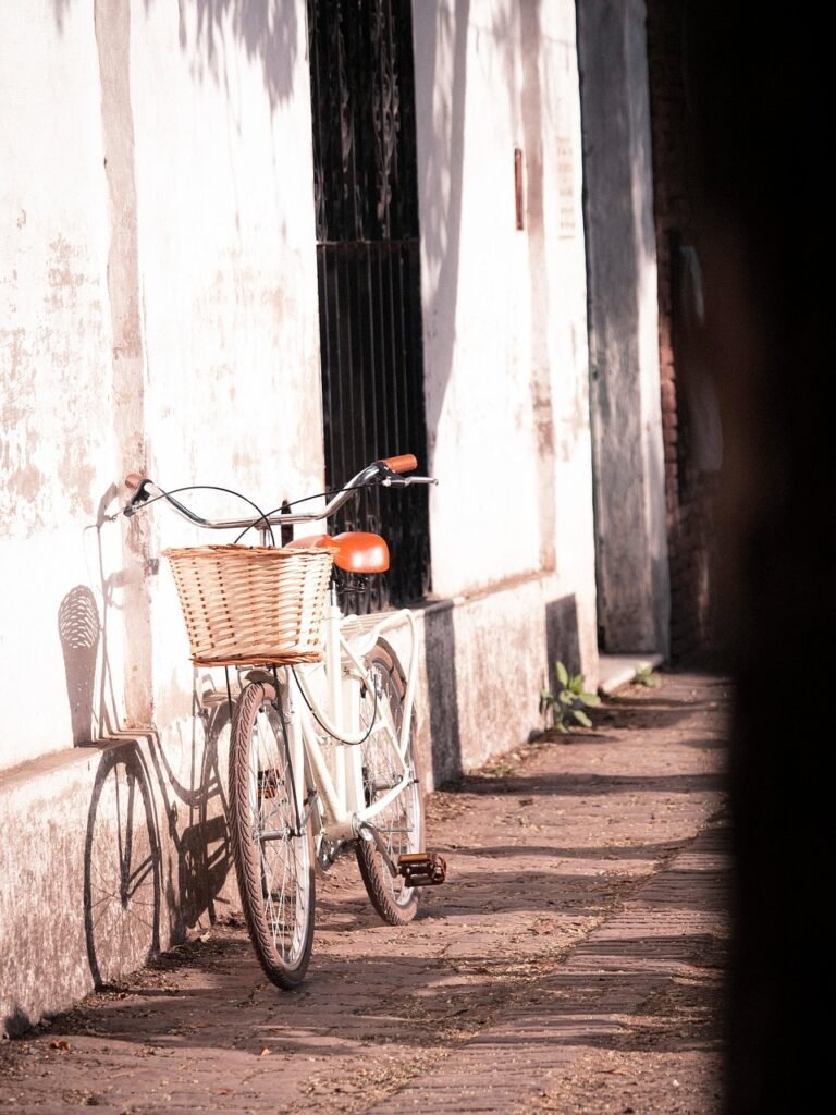 bike, old bike, sidewalk, parked bike, pavement